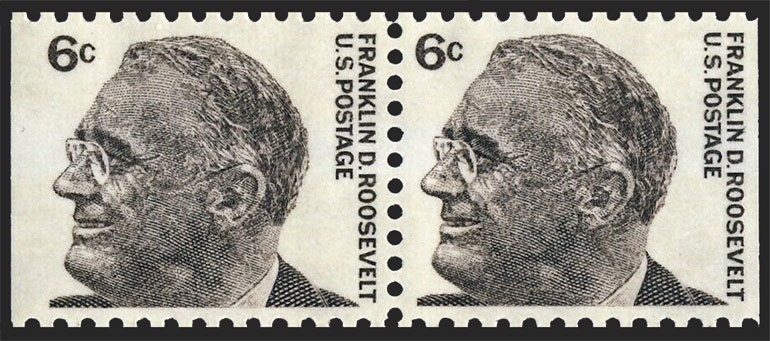 US 1967 Franklin Delano Roosevelt (1882-1945); Se-tenant 6c.x2 Michel 894ybDl/Dr