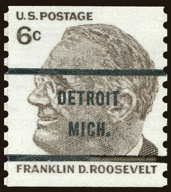 US 1968 Franklin Delano Roosevelt (1882-1945) Coil 6c. Scott. 1305b