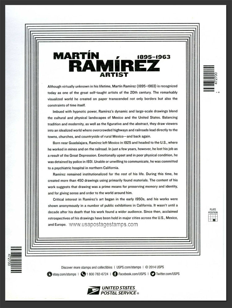 US 2015 Martin Ramirez Arts ; Reverse Scott. 4972MS