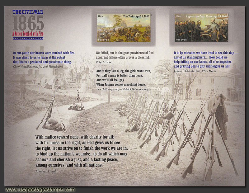 US 2015 Civil War 1865 ; Se-tenant 49c.x12 Scott. 4980-4981a