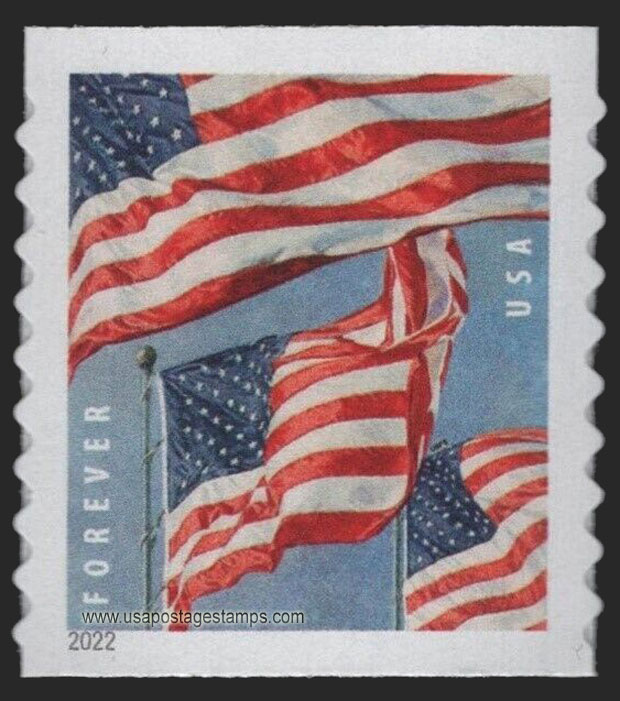 US 2022 Flag of USA ; Coil 58c. (FOREVER ) Scott. 5657